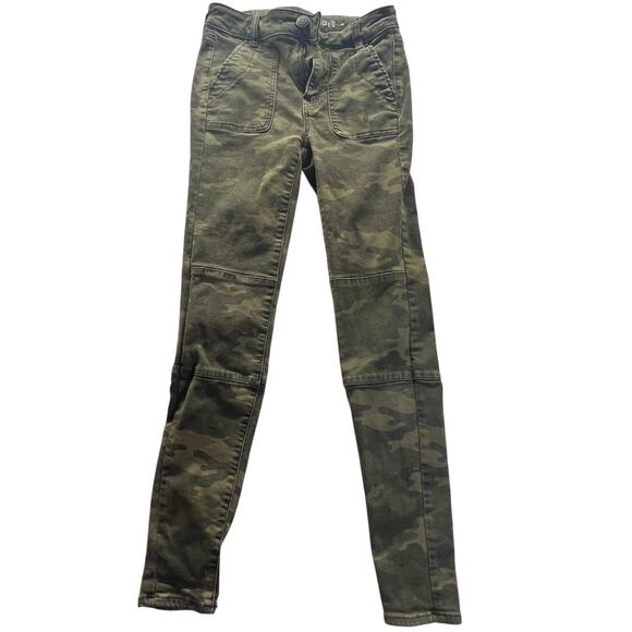 American Eagle Jeans Womens Size 0 Green Camo Hi Rise Jeggings Super Stretch - Picture 1 of 8